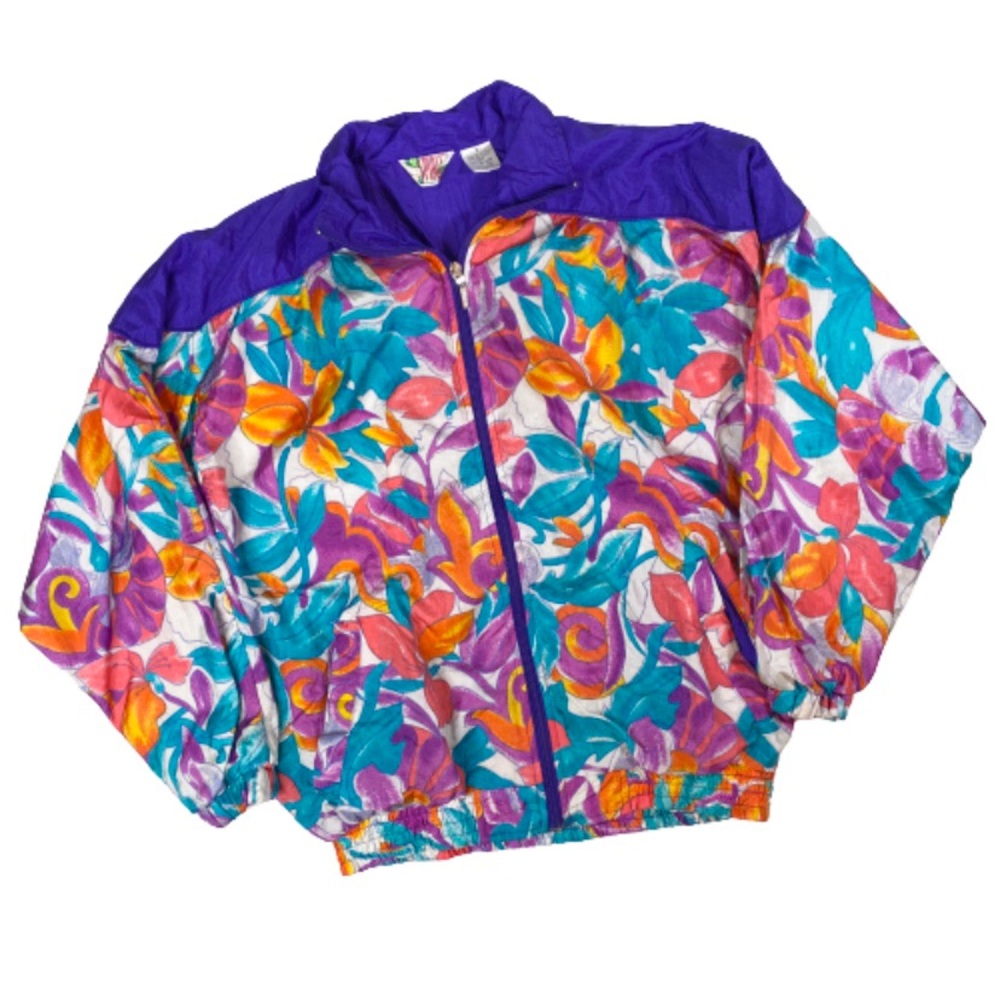 Vintage 90s silky windbreaker bomber jacket floral
